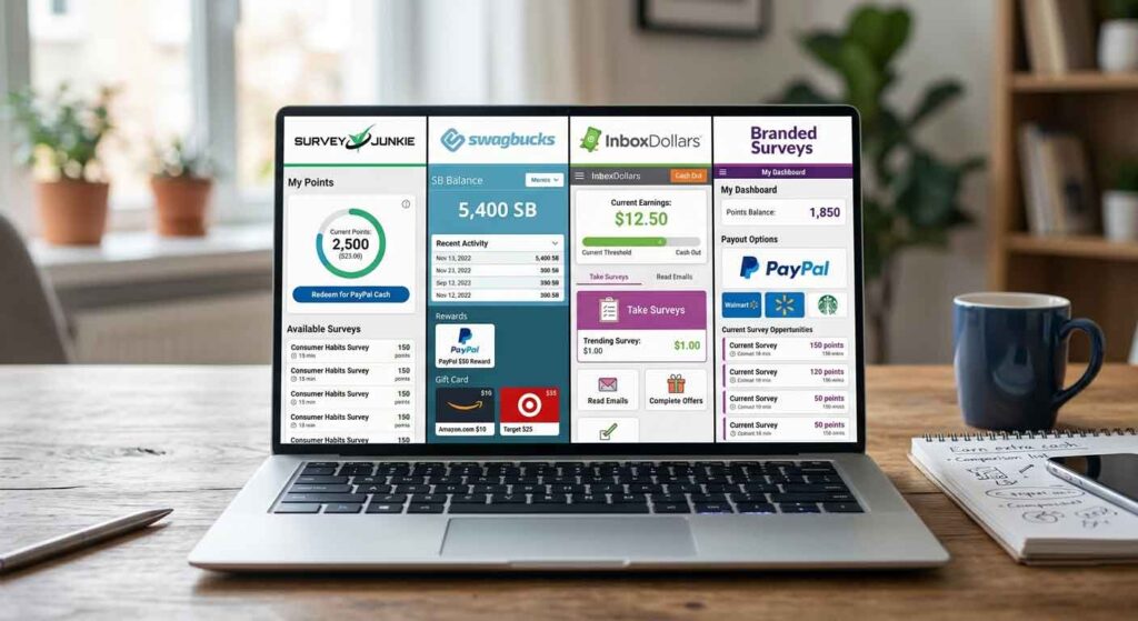 Top survey websites that pay users cash rewards.