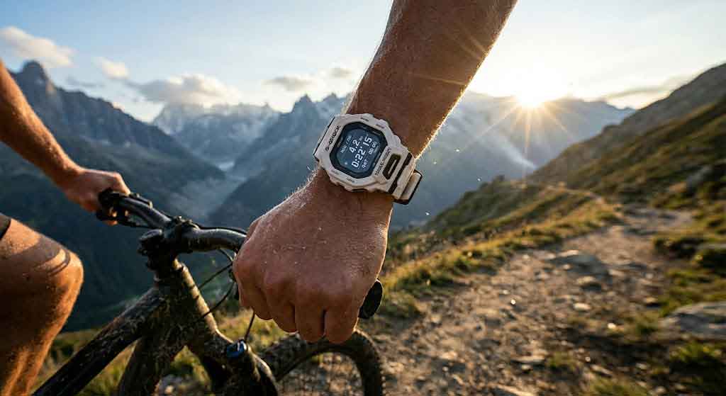 Casio G-Shock GBD200UU-9 rugged smart watch in white color with shock resistance and fitness tracking features