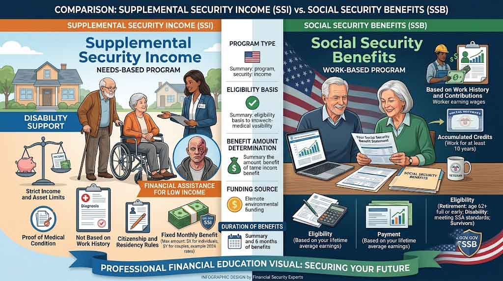Difference between SSI and Social Security payments explained visually