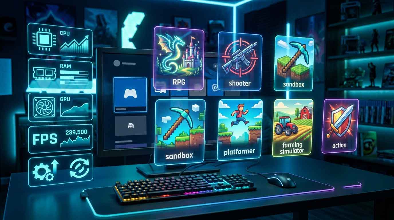 High graphics games for low end PC comparison showing different game genres and performance