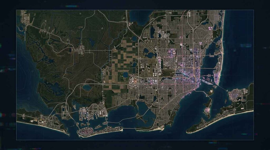Fictional GTA 6 Leonida map concept showing cities, beaches and rural areas