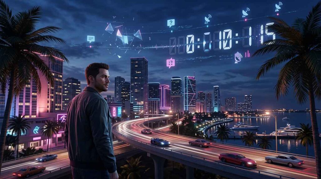 Latest GTA 6 leak update concept showing Jason in a neon Leonida city